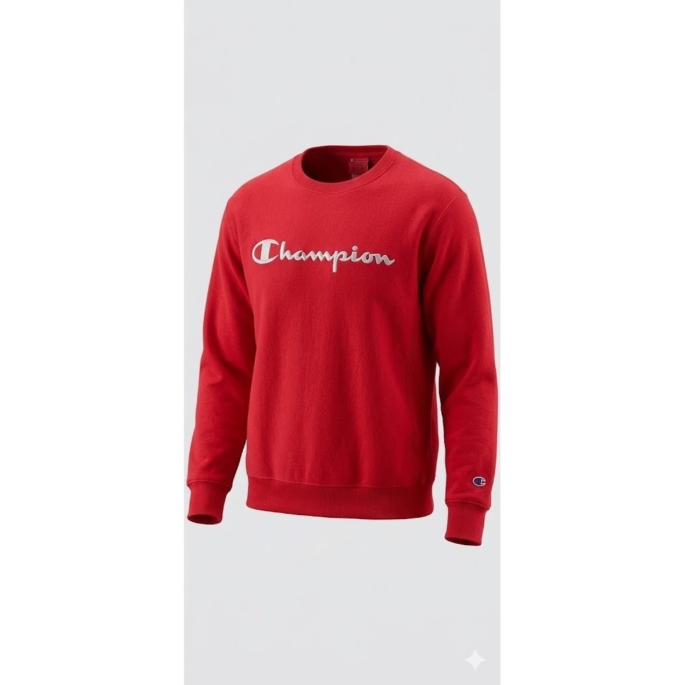 Champion Reverse Weave Sweatshirt XL Red Crewneck Embroidered Streetwear Loose